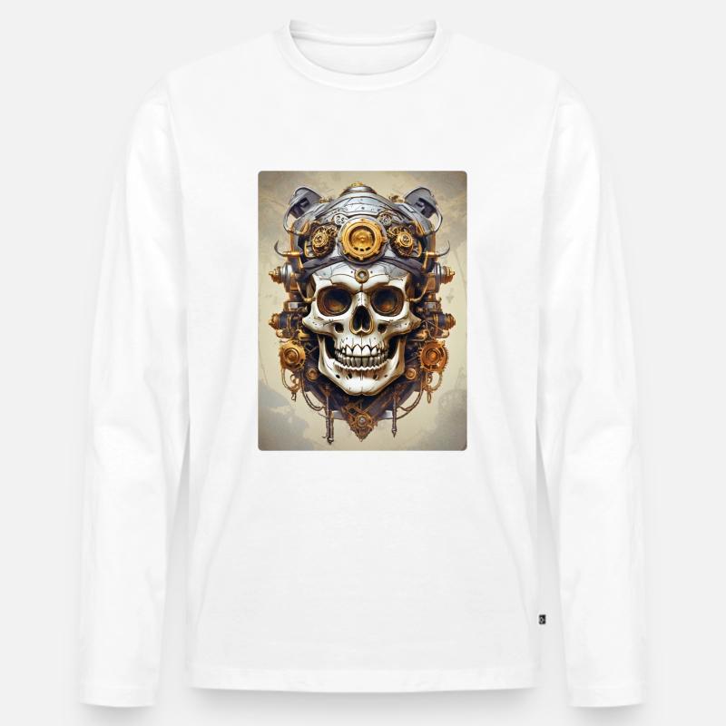 Steampunk Skull 1.9 - Männer Premium Bio Langarmshirt - Weiß