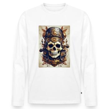 Crâne Steampunk 1.4 - T-shirt manches longues Premium bio Homme - blanc - Devant - Nico (187cm)