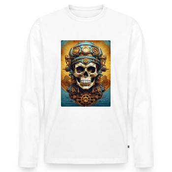 Crâne Steampunk 1.14 - T-shirt manches longues Premium bio Homme - blanc - Devant - Nico (187cm)