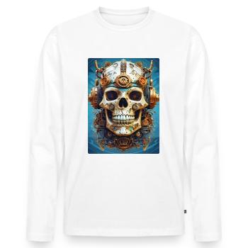 Crâne Steampunk 1.16 - T-shirt manches longues Premium bio Homme - blanc - Devant - Nico (187cm)