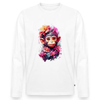 Affe Monkey V1 24 03 - Männer Premium Bio Langarmshirt - Weiß - Vorne - Nico (187cm)