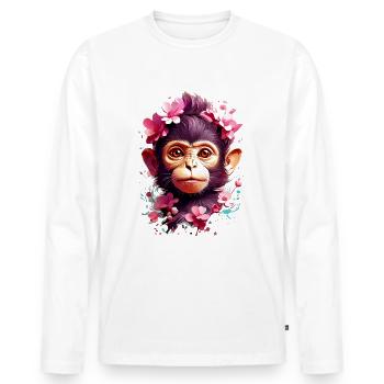 Affe Monkey V1 24 09 - Männer Premium Bio Langarmshirt - Weiß - Vorne - Nico (187cm)