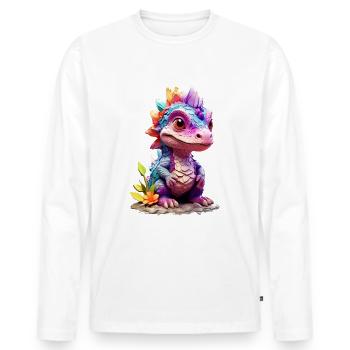 Dino Dinosaure V1 24 06 - T-shirt manches longues Premium bio Homme - blanc - Devant - Nico (187cm)