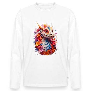 Dragon Dragon V1 24 11 - Men's Premium Organic Long Sleeve Shirt - white - Front - Nico (187cm)