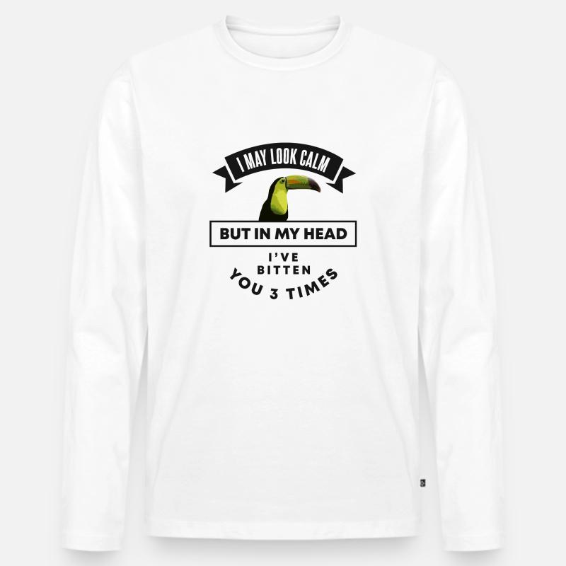 Tucan - Männer Premium Bio Langarmshirt - Weiß