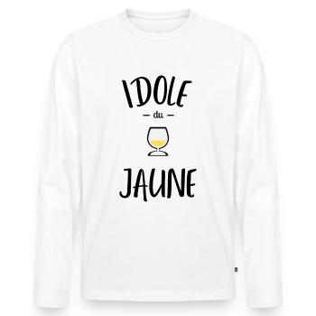 Idole Du Jaune T Shirt Pastis Anis Humour - T-shirt manches longues Premium bio Homme - blanc - Devant - Nico (187cm)