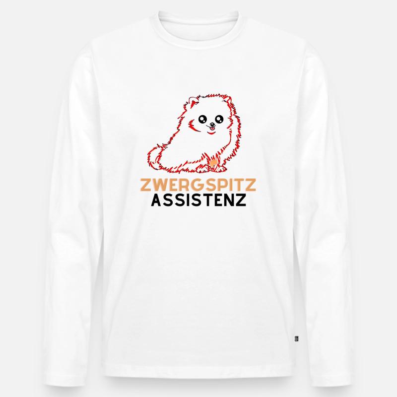 Zwergspitz Assistenz 1 - Männer Premium Bio Langarmshirt - Weiß