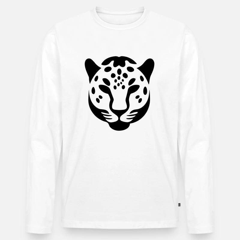 Leopard - Männer Premium Bio Langarmshirt - Weiß