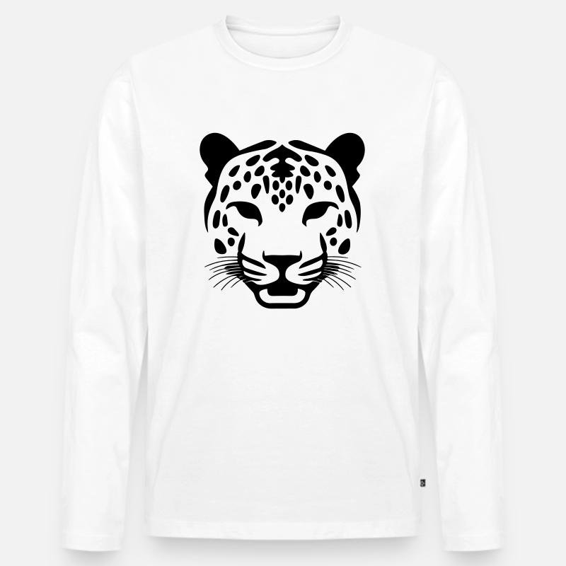 Leopard - Männer Premium Bio Langarmshirt - Weiß
