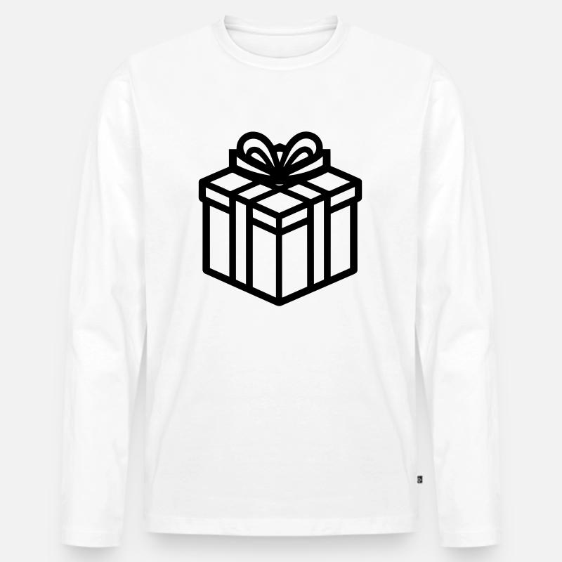 Kleine Geschenkbox - Männer Premium Bio Langarmshirt - Weiß