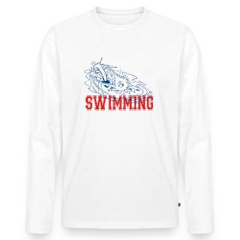 Asterix & Obelix Asterix Schwimmen Design - Männer Premium Bio Langarmshirt - Weiß - Vorne - Nico (187cm)