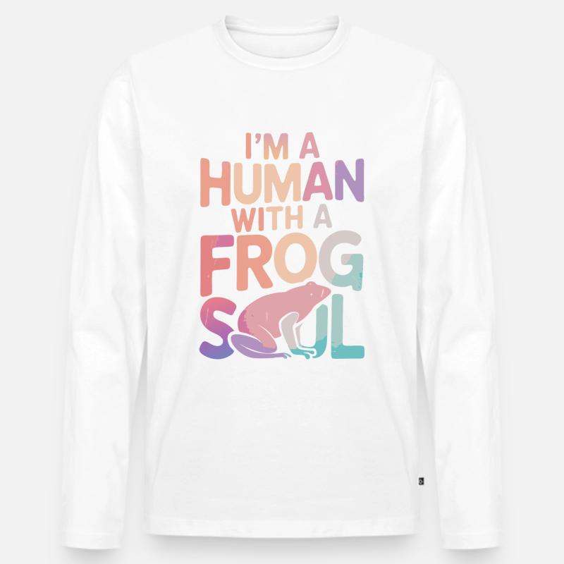 Frosch Kröte - Männer Premium Bio Langarmshirt - Weiß