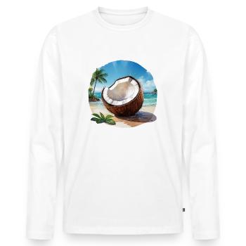 Noix de sur la plage - T-shirt manches longues Premium bio Homme - blanc - Devant - Nico (187cm)