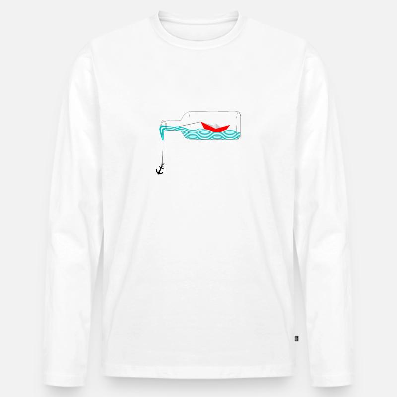 Buddelschiff Flaschenschiff - Männer Premium Bio Langarmshirt - Weiß