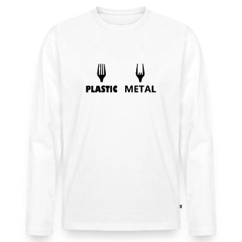 Heavy Metal Rock Punk Headbang Pommesgabel - Männer Premium Bio Langarmshirt - Weiß - Vorne - Nico (187cm)