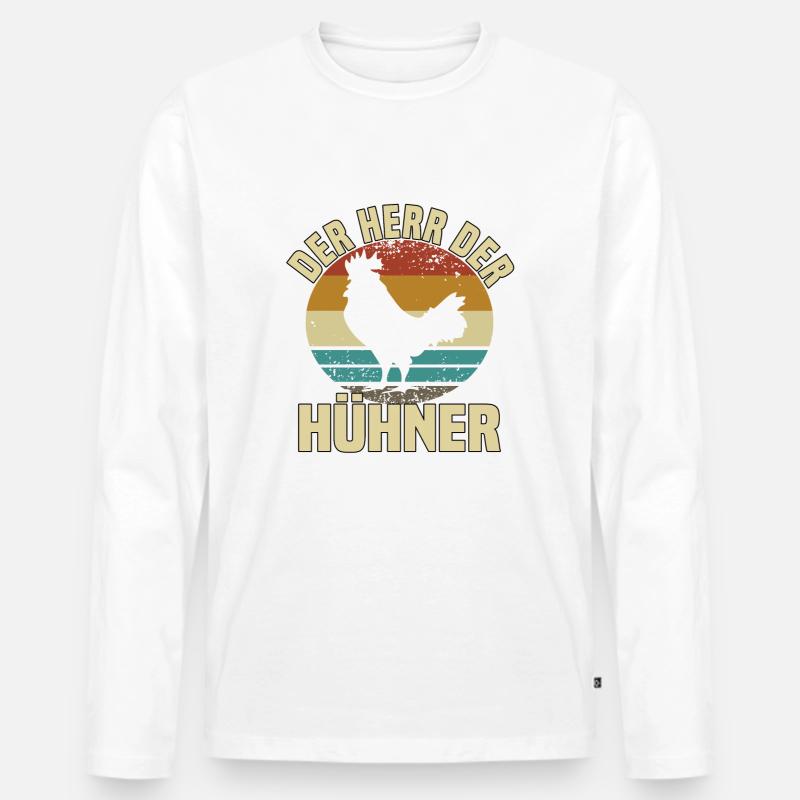 Der Herr Der Hühner - Männer Premium Bio Langarmshirt - Weiß