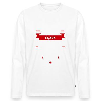 Tous les hommes rugbymen, cadeau rugbyman, rugby - T-shirt manches longues Premium bio Homme - blanc - Devant - Nico (187cm)