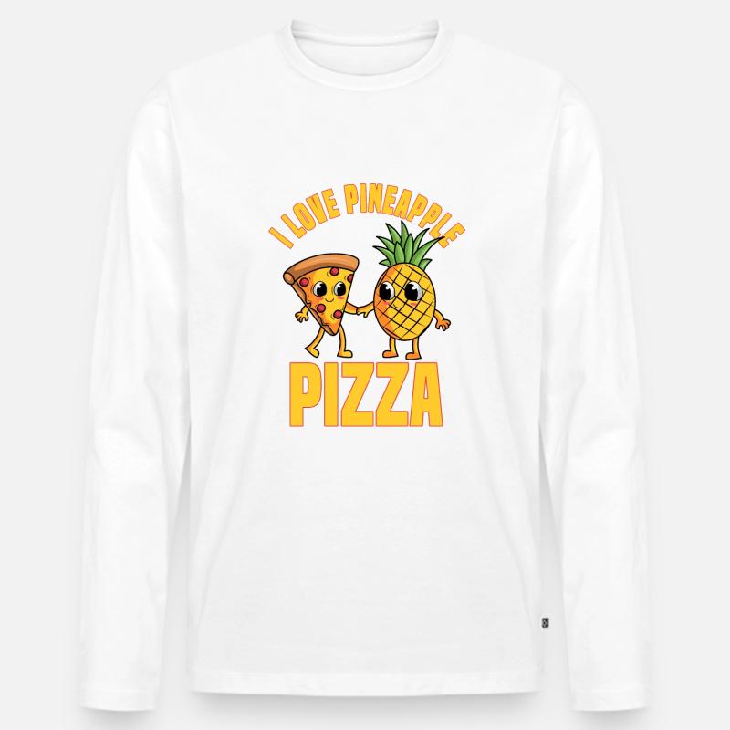 I Love Pineapple Pizza - Männer Premium Bio Langarmshirt - Weiß