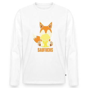 Fuchs Saufuchs Biertrinker Saufen Bier - Männer Premium Bio Langarmshirt - Weiß - Vorne - Nico (187cm)