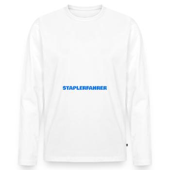Morgens Müde Abends Blau Staplerfahrer - Männer Premium Bio Langarmshirt - Weiß - Vorne - Nico (187cm)