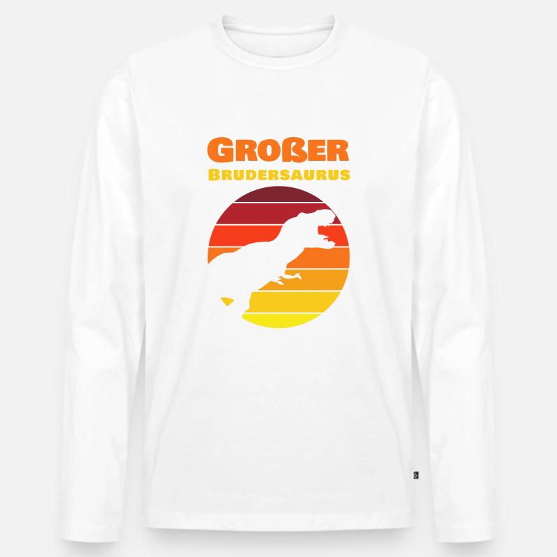 Großer Bruder Brudersaurus - Männer Premium Bio Langarmshirt - Weiß