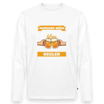 Morgens Müde Abends Blau Kegler - Männer Premium Bio Langarmshirt - Weiß - Vorne - Nico (187cm)