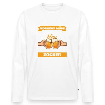 Morgens Müde Abends Blau Zocker - Männer Premium Bio Langarmshirt - Weiß - Vorne - Nico (187cm)