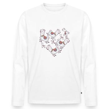 Herz Alpaka - Männer Premium Bio Langarmshirt - Weiß - Vorne - Nico (187cm)