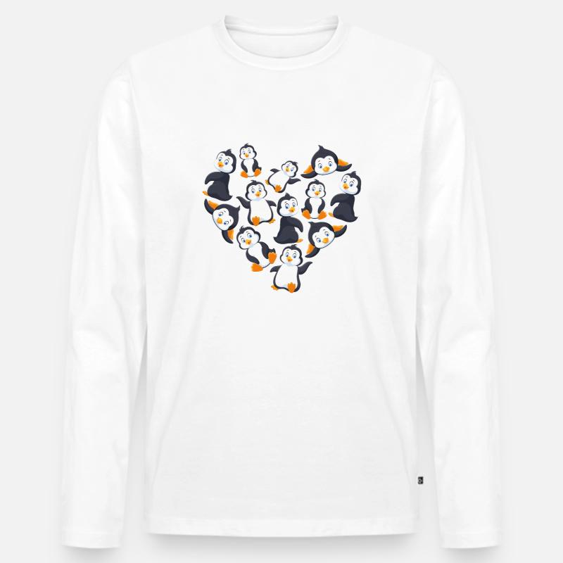 Herz Pinguin - Männer Premium Bio Langarmshirt - undefined