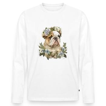 Bouledogue anglais - T-shirt manches longues Premium bio Homme - blanc - Devant - Nico (187cm)