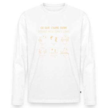 Pêcheur Pêche Humour Mon Temps Libre - T-shirt manches longues Premium bio Homme - blanc - Devant - Nico (187cm)