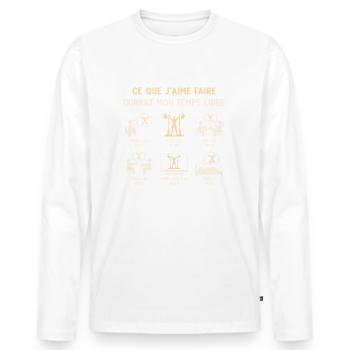 Bodybuilder Musculation Humour Temps Libre - T-shirt manches longues Premium bio Homme - blanc - Devant - Nico (187cm)