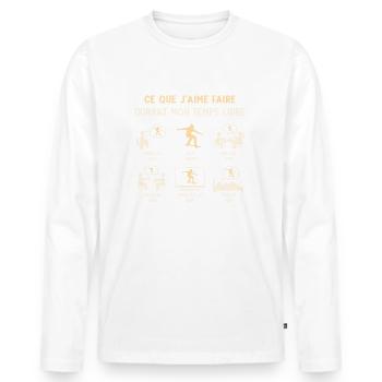 Skateur Skate Humour Temps Libre - T-shirt manches longues Premium bio Homme - blanc - Devant - Nico (187cm)