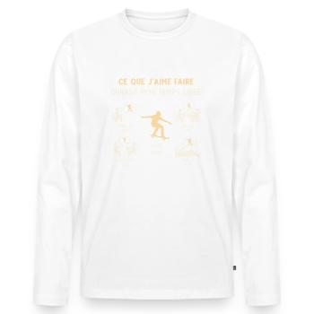 Skateur Skate Humour Temps Libre - T-shirt manches longues Premium bio Homme - blanc - Devant - Nico (187cm)