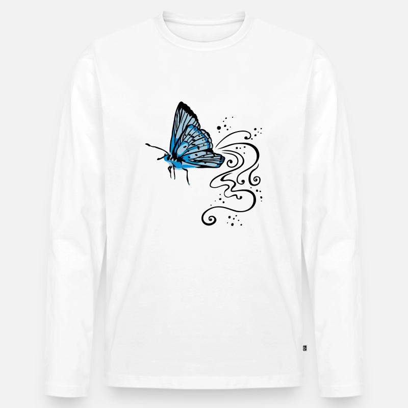 Schmetterling - Männer Premium Bio Langarmshirt - Weiß