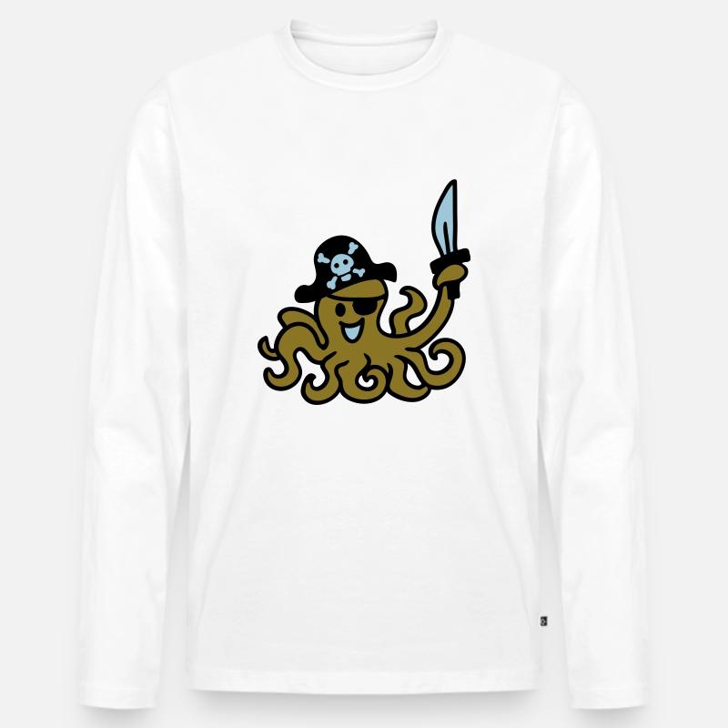 Pirat Otkopus 3 - Männer Premium Bio Langarmshirt - Weiß