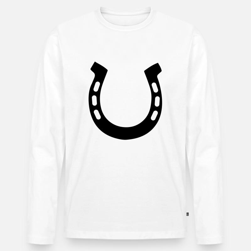 Hufeisen - Männer Premium Bio Langarmshirt - Weiß