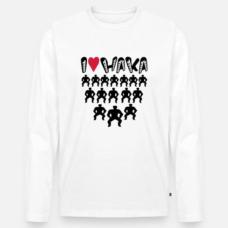 ICH LIEBE TATTOO HAKA - Männer Premium Bio Langarmshirt - Weiß