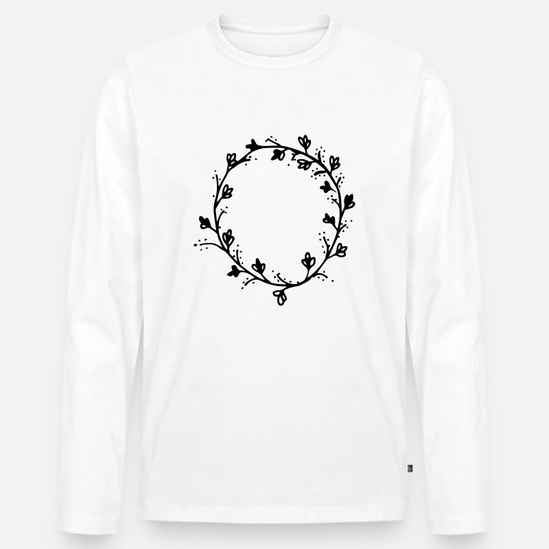 Blüten,blattkranz, - Männer Premium Bio Langarmshirt - Weiß