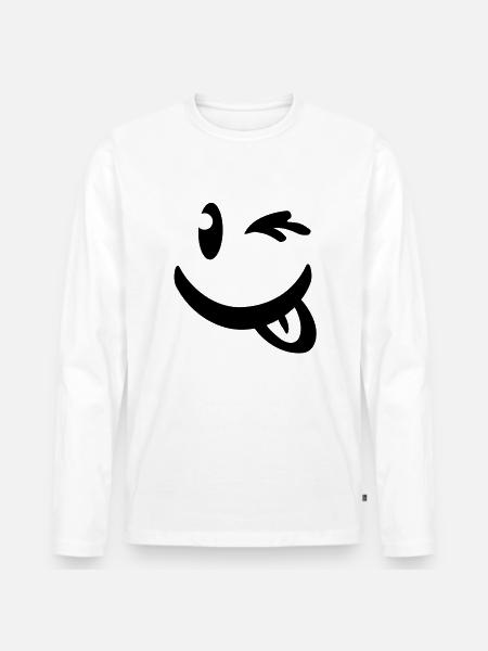 smiley_illu_c1 - Männer Premium Bio Langarmshirt - Weiß