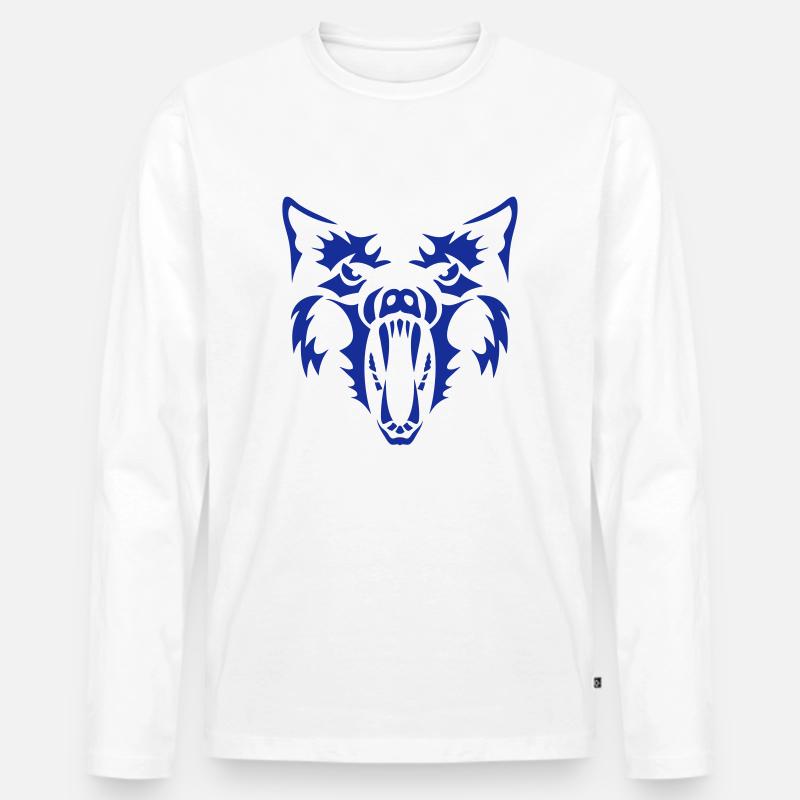 Wolf Werwolf Werwolf 3 - Männer Premium Bio Langarmshirt - Weiß