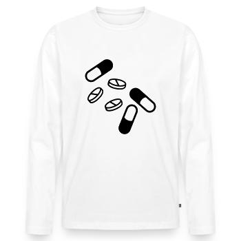 pillen_und_tabletten_f1 - Männer Premium Bio Langarmshirt - Weiß - Vorne - Nico (187cm)