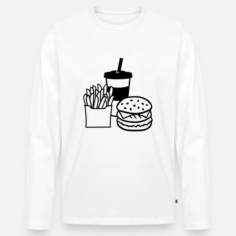 Fast food - Männer Premium Bio Langarmshirt - Weiß