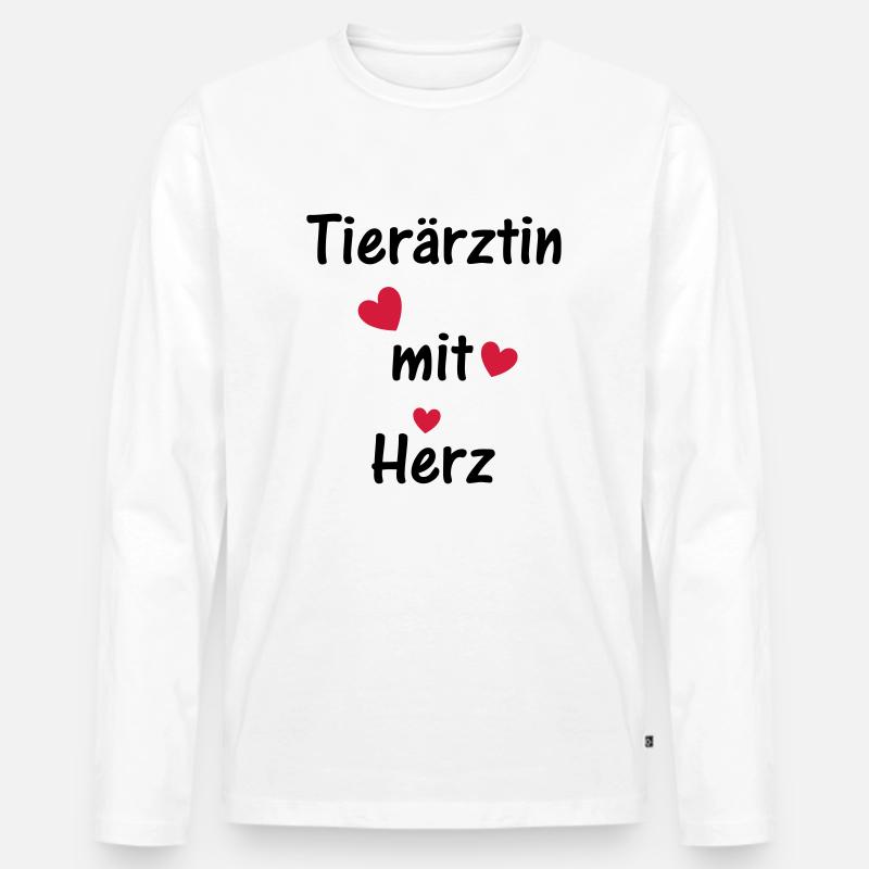 Tierärztin mit Herz - Männer Premium Bio Langarmshirt - Weiß