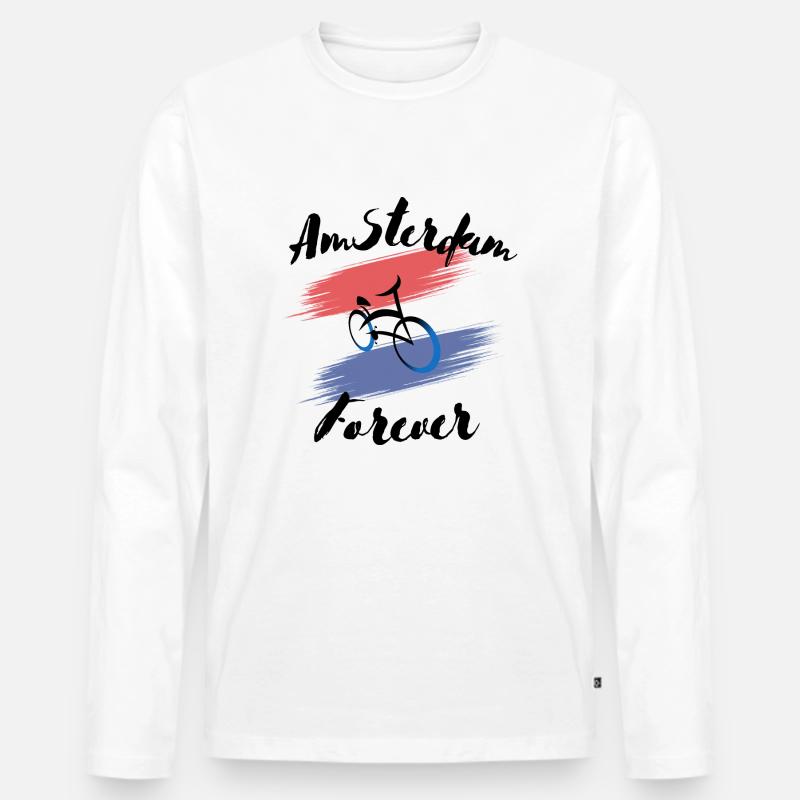 Amsterdam Forever - Männer Premium Bio Langarmshirt - Weiß