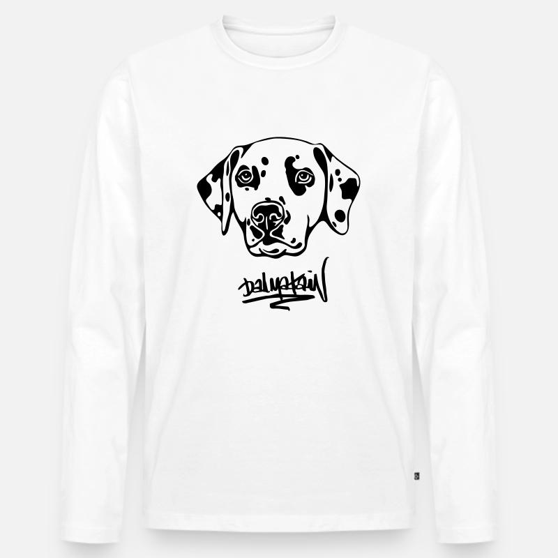 DALMATAINwhitehead text - Männer Premium Bio Langarmshirt - Weiß