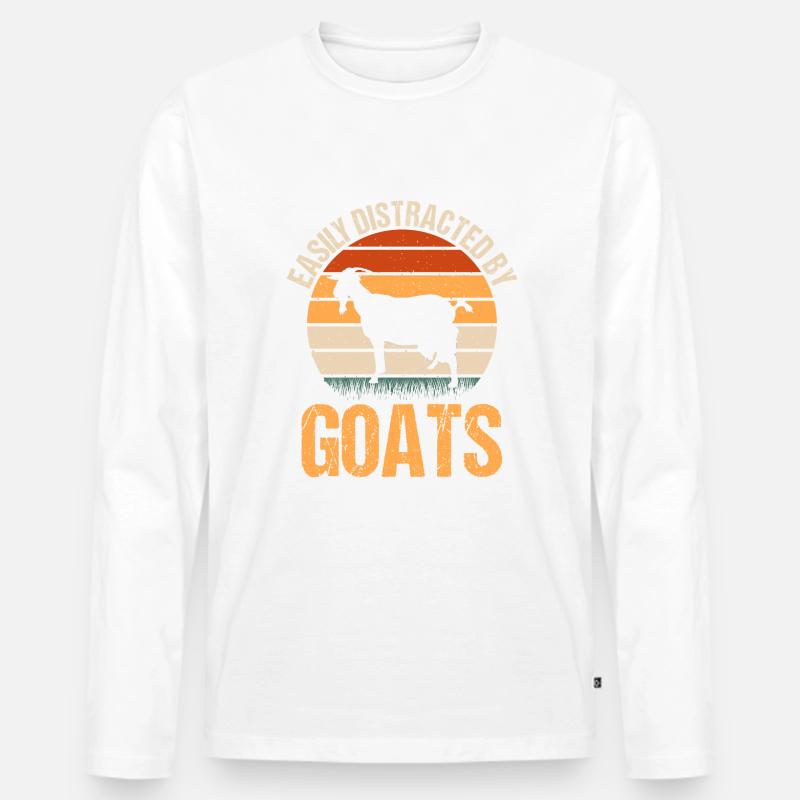 Easily Distracted By Goats - Männer Premium Bio Langarmshirt - Weiß