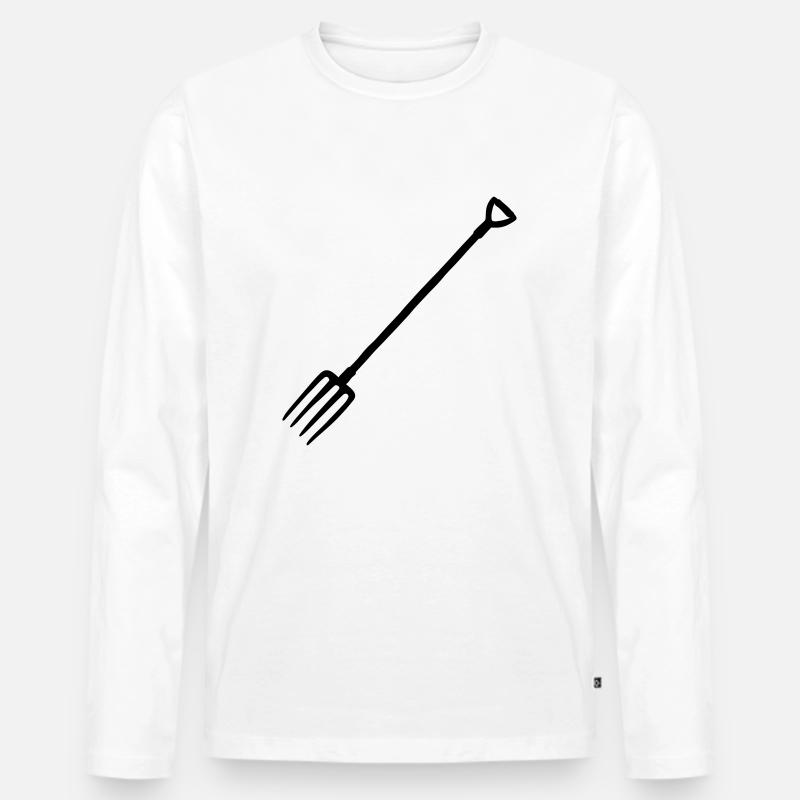 Silhouette Mistgabel Heugabel - Männer Premium Bio Langarmshirt - Weiß