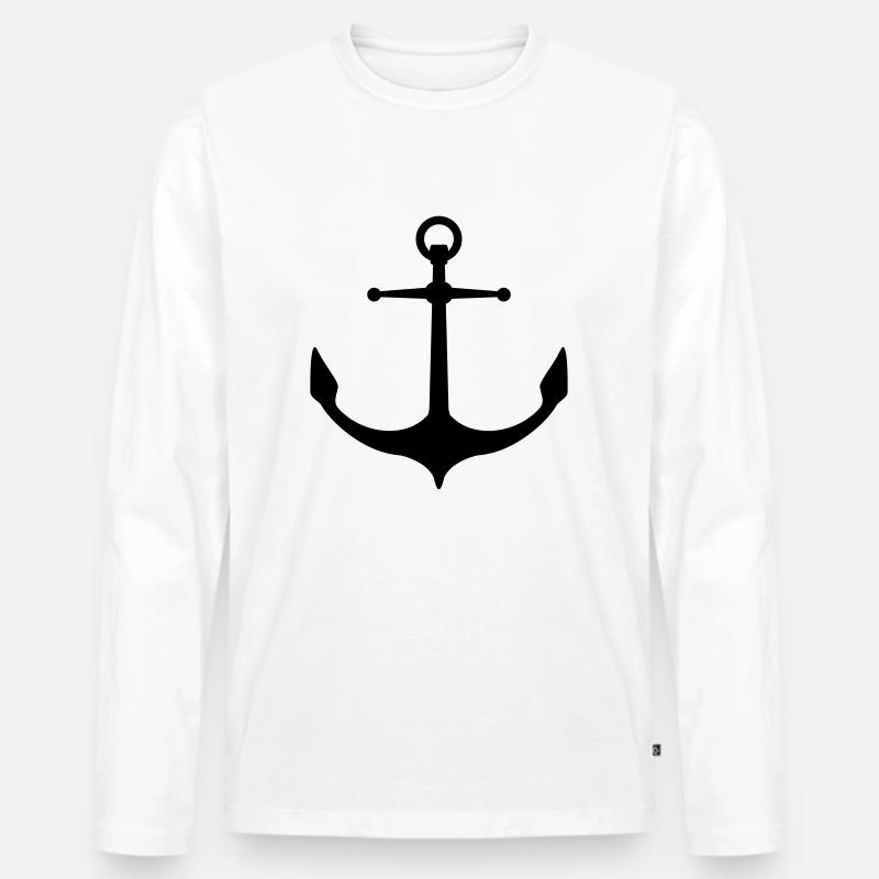 Silhouette Logo Anker - Männer Premium Bio Langarmshirt - Weiß