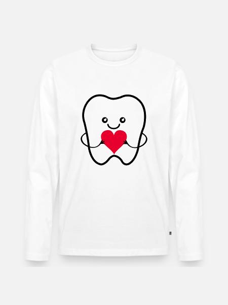 Tooth Smile Love - Men's Premium Organic Long Sleeve Shirt - white